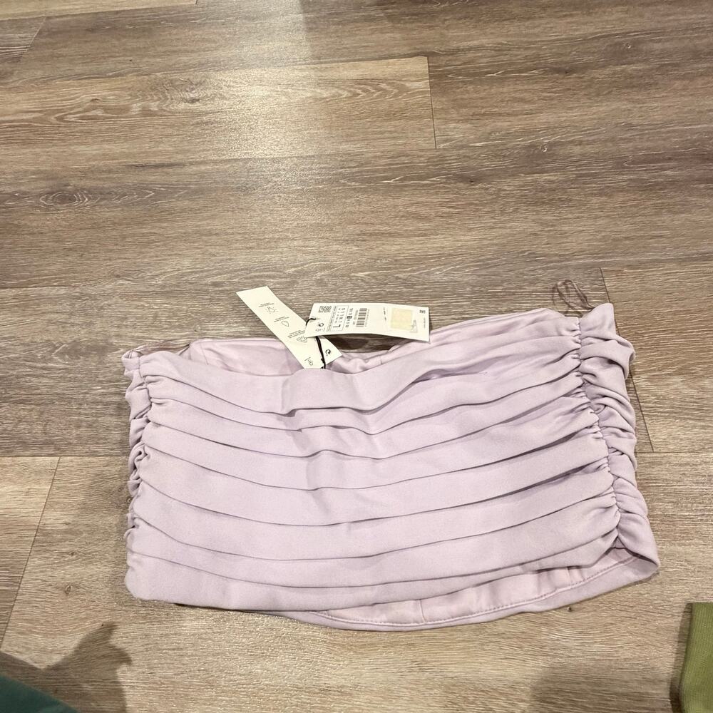 Zara Lavender Purple Rouched Strapless Crop Top Size Large - Picture 2 of 4